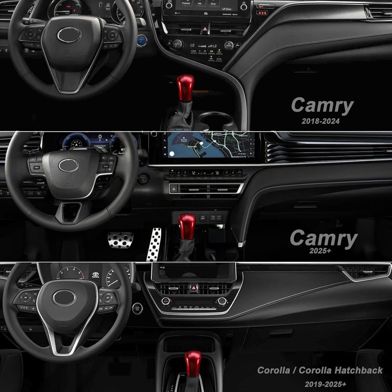 CKE Compatible with Toyota Camry 2026 2025 2024 2023 2022 2021 2020 2019 2018 for Corolla Cross Avalon Accessories Car Gear Shift Knob Cover Trim Protector Cap -Red - Image 2