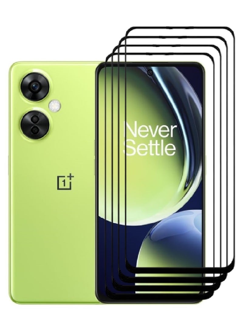 AINA 4 Pieces Tempered Glass Screen Protector 5D Designed For OnePlus Nord CE 3 Lite Full Glue Edge to Edge Full Screen Coverage And Bubble Free - Image 1