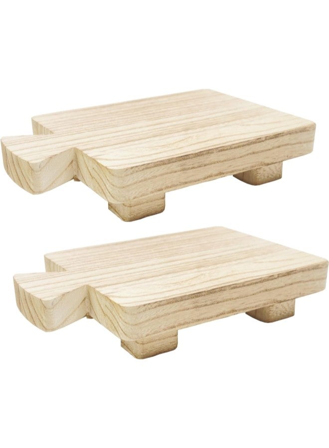 1/2PCS Wood Pedestal Stand Riser, 9×6×2 Inches Soap Holder/plant Holder/kitchen Tray Display Pedestal Stand for Kitchenu0026bathroom (2PCS)  - Image 1