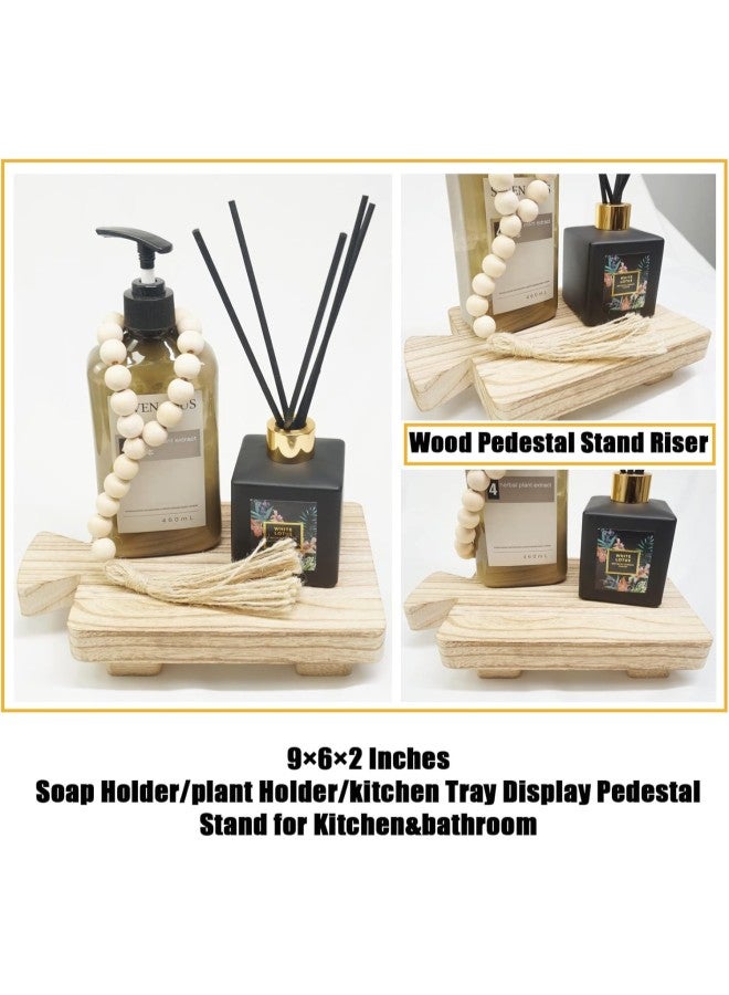 1/2PCS Wood Pedestal Stand Riser, 9×6×2 Inches Soap Holder/plant Holder/kitchen Tray Display Pedestal Stand for Kitchenu0026bathroom (2PCS)  - Image 2