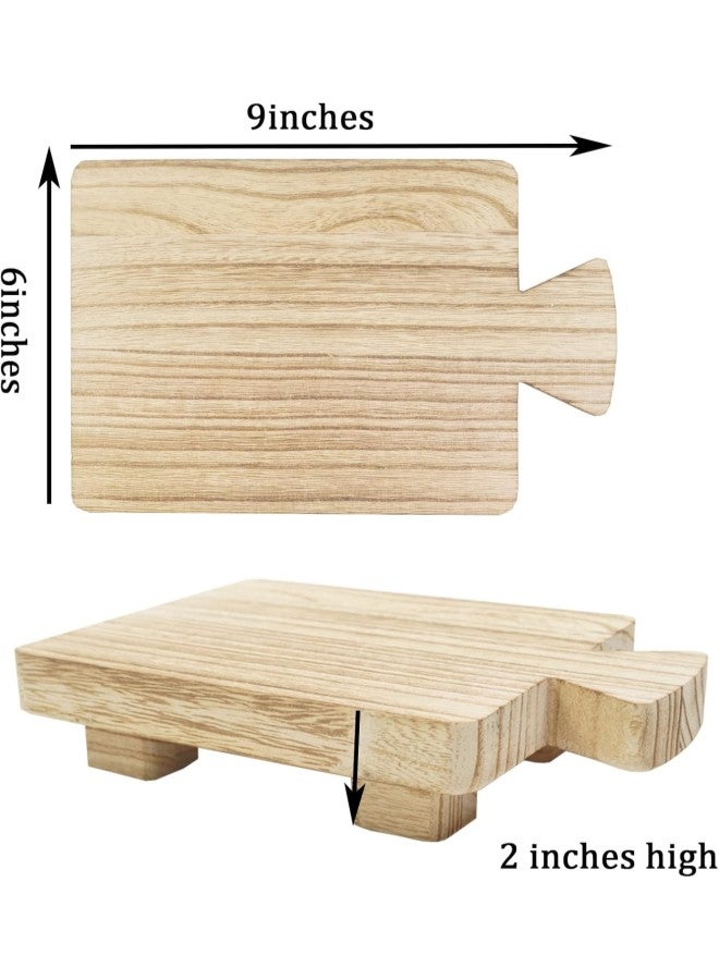1/2PCS Wood Pedestal Stand Riser, 9×6×2 Inches Soap Holder/plant Holder/kitchen Tray Display Pedestal Stand for Kitchenu0026bathroom (2PCS)  - Image 5