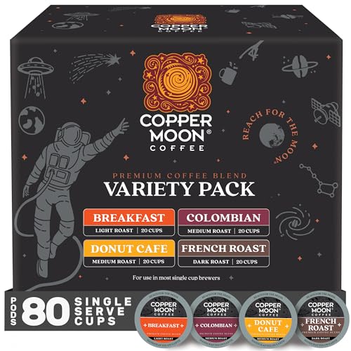 Copper Moon Single Serve Coffee Pods For Keurig K-Cup Brewers, Light Medium & Dark Roast, Variety Pack, 80 Count - Image 1