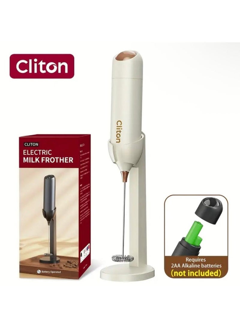 Cliton Battery-Powered Electric Milk Frother with 304 Stainless Steel Whisk - Image 1