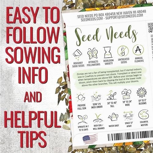 Seed Needs Zinnia Seeds California Giants Variety | 5,000+ Heirloom Seeds Zinnia Elegans Open Pollinated | Prolific Large Multicolor Blooms Makes a Great Cut Flower | Bulk - Image 3