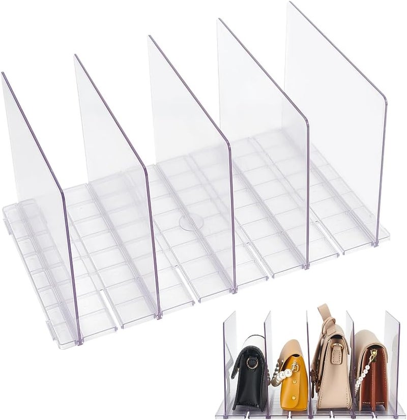 klarako Plastic Handbag Display Case for Closet, Plastic Bag Divided Organizer Adjustable Handbag and Purse Organizer Adjustable Divided Purse Organizer for Closets, 16.06x9.44x8.07 Inch - Image 1