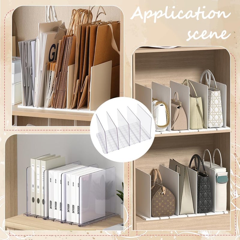 klarako Plastic Handbag Display Case for Closet, Plastic Bag Divided Organizer Adjustable Handbag and Purse Organizer Adjustable Divided Purse Organizer for Closets, 16.06x9.44x8.07 Inch - Image 4