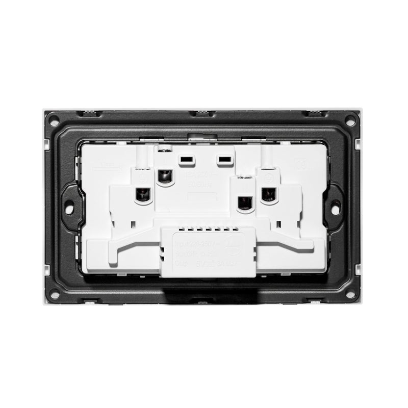 دونماركو مقبس حائط مزدوج MF فائق الرقة 13A مع منافذ USB + Type-C (5V 2.1A) – تصميم بلاستيكي أنيق للمنازل والمكاتب باللون الأبيض غير اللامع - Image 4