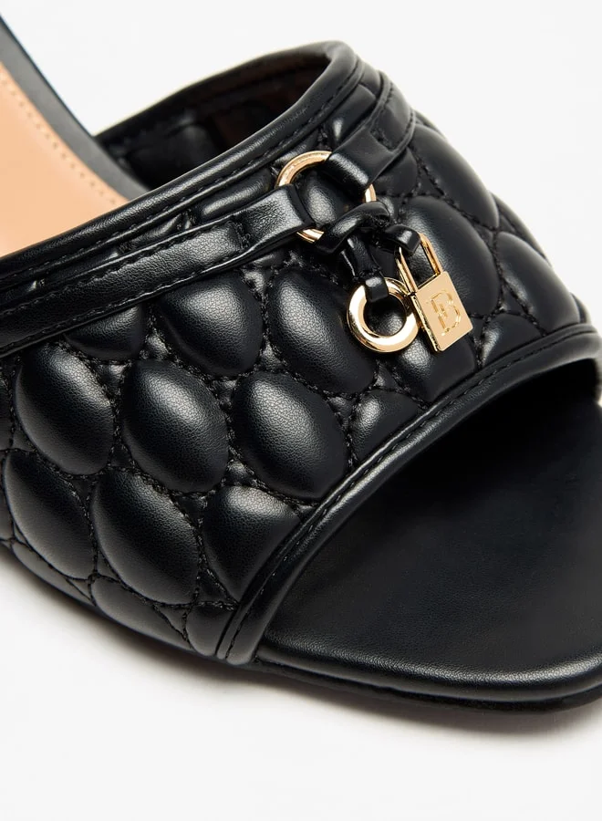 Flora Bella By Shoexpress Quilted Slip-On Sandals with Block Heels