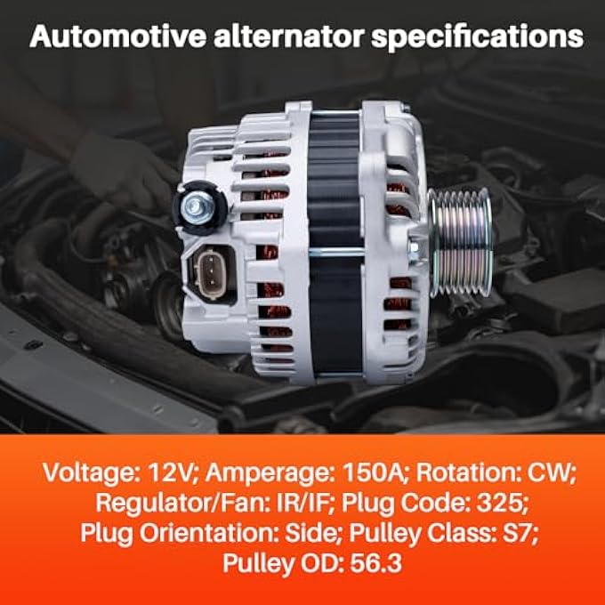 KALANBAY 11538 Alternator for Infiniti JX35 2013 QX60 2014-2016, Nissan Murano 2015-2017 Pathfinder 2013-2017,12V 150Amp, Replace A003TJ3991 - Image 3