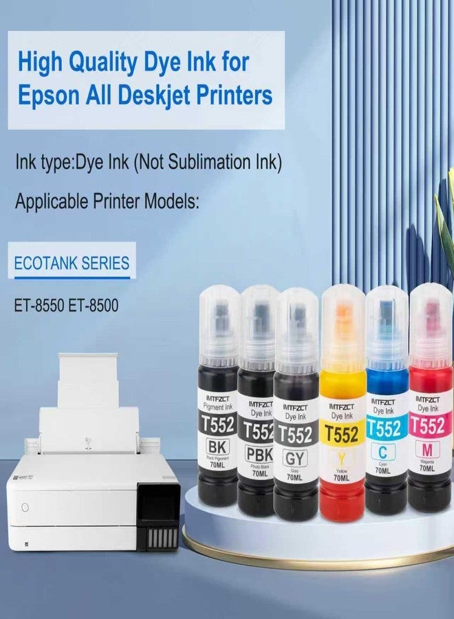 imtfzct Compatible 552 Ink Refill Bottles for Photo ET 8550 ET8550 Photo ET 8500 ET8500 8550 8500 Printers (BK PB C M Y GY) - Image 2