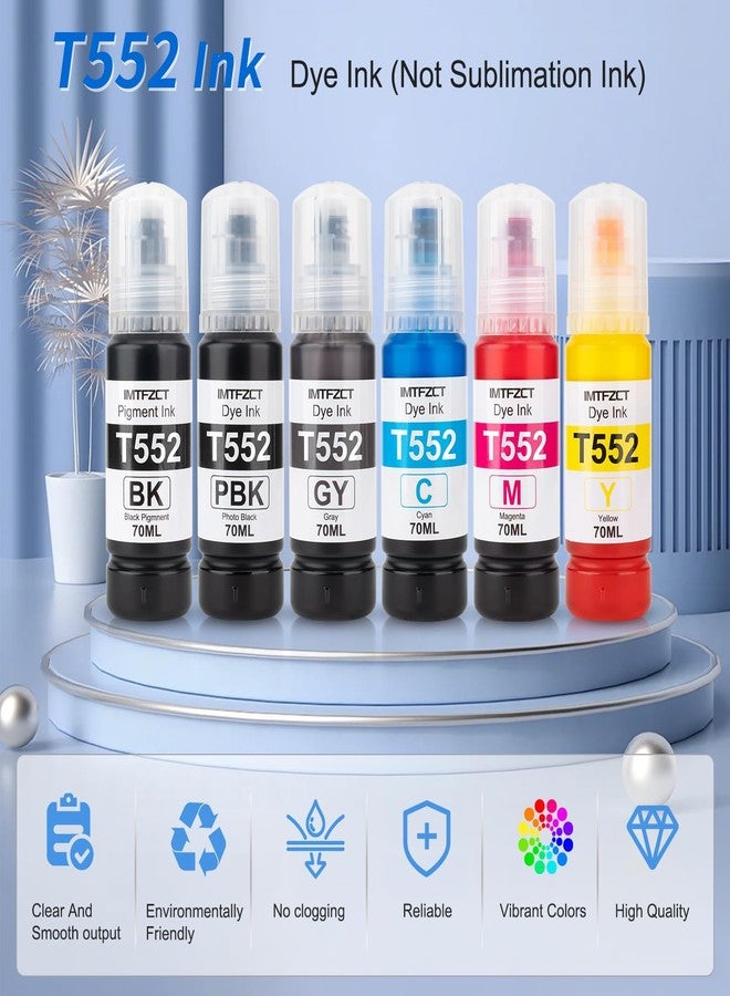 imtfzct Compatible 552 Ink Refill Bottles for Photo ET 8550 ET8550 Photo ET 8500 ET8500 8550 8500 Printers (BK PB C M Y GY) - Image 5