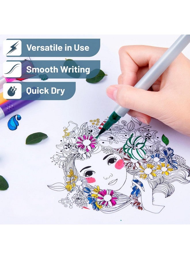 SUPER TOY 24 Shades Dual Tip Brush Marker Pens Set For Coloring Calligraphy Art Work Double Sided Markers For Kids Adult Artist, Journal, Doodling, Writing, Coloring Books, Multicolor - Image 5