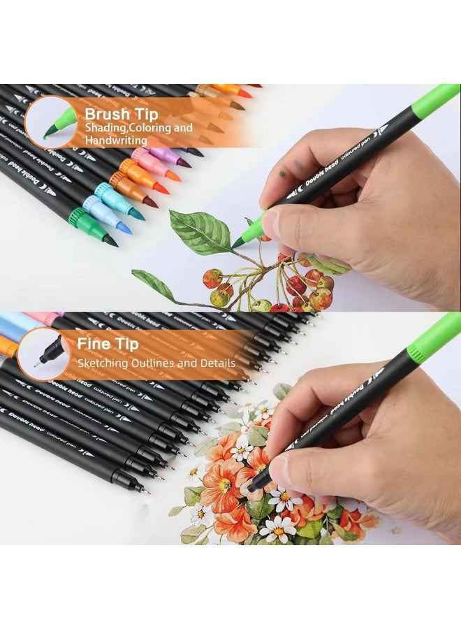 SUPER TOY 24 Shades Dual Tip Brush Marker Pens Set For Coloring Calligraphy Art Work Double Sided Markers For Kids Adult Artist, Journal, Doodling, Writing, Coloring Books, Multicolor - Image 2
