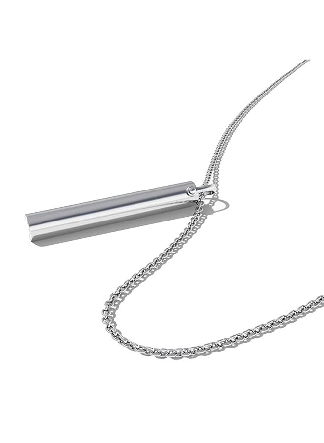 يُسلِّم قلادة من الفولاذ التيتانيوم للقلق، قلادة تنفس للتأمل، أداة للتأمل والتأمل والاسترخاء والهدوء وتقليل التوتر وتخفيف التوتر للرجال والنساء (فضي) - Image 2