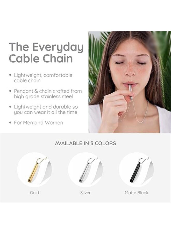 يُسلِّم قلادة من الفولاذ التيتانيوم للقلق، قلادة تنفس للتأمل، أداة للتأمل والتأمل والاسترخاء والهدوء وتقليل التوتر وتخفيف التوتر للرجال والنساء (فضي) - Image 5