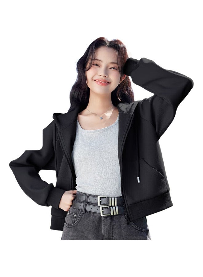 Baleno Short Hooded Sweatshirt Jacket For Women, Spring And Autumn Versatile Casual Fashion Cardigan, Skin-Friendly Breathable Top - Image 3