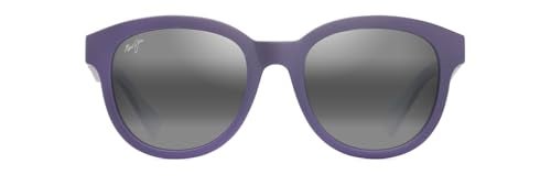 Maui Jim Unisexs Ihupani AF Polarized Round Sunglasses Matte Dark Violet WPurple IntNeutral Grey Polarized Large