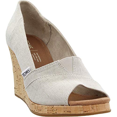 TOMS Women's Classic Espadrille Wedge Sandal, Natural Crosshatch Jacquard, 6 - Image 2