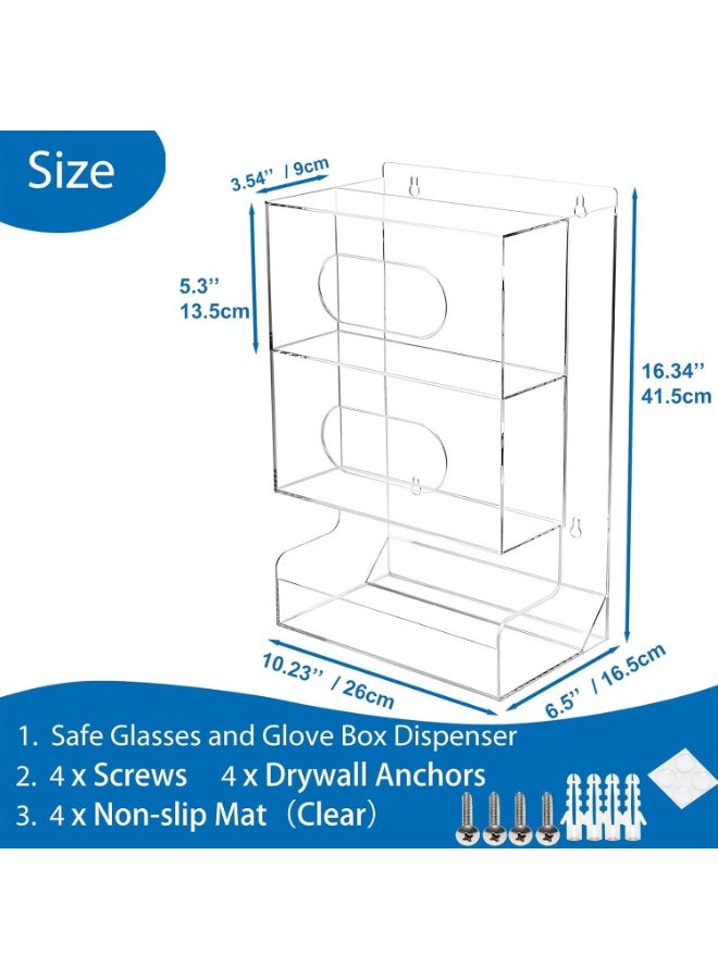 SLASA 2-in-1 Acrylic Safety Glasses & Glove Box Dispenser – Dustproof Wall-Mount or Countertop Holder for PPE Storage – 26 x 16.5 x 41.5 cm - Image 2