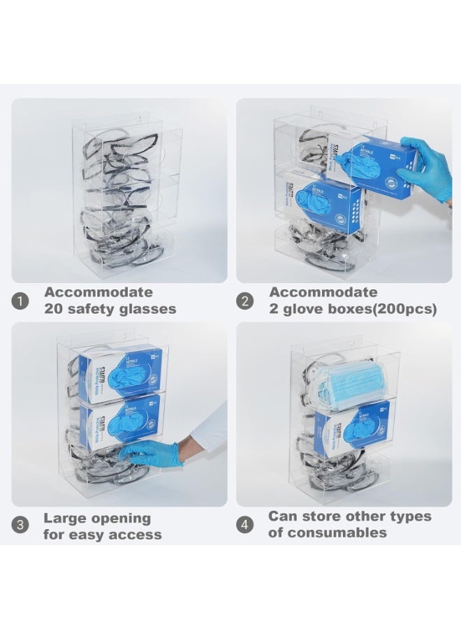 SLASA 2-in-1 Acrylic Safety Glasses & Glove Box Dispenser – Dustproof Wall-Mount or Countertop Holder for PPE Storage – 26 x 16.5 x 41.5 cm - Image 4