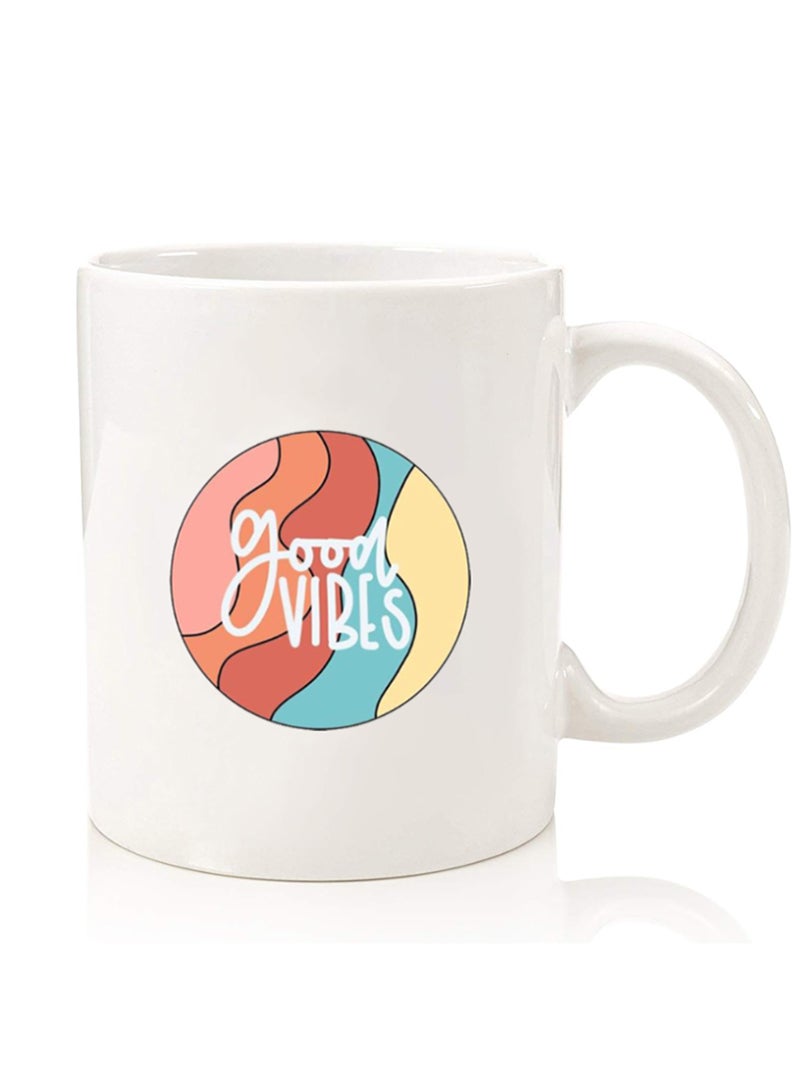 Theodor Premium Quality Two Sided Printed Coffee Mug Tea Cup For Home Office, Kids Men Women Good vibes (2) - Image 1