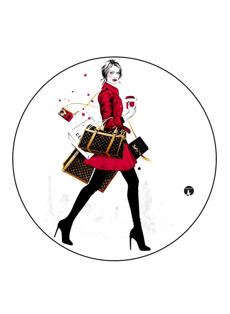 RKN Woman Printed Mouse Pad  Round  Multicolour