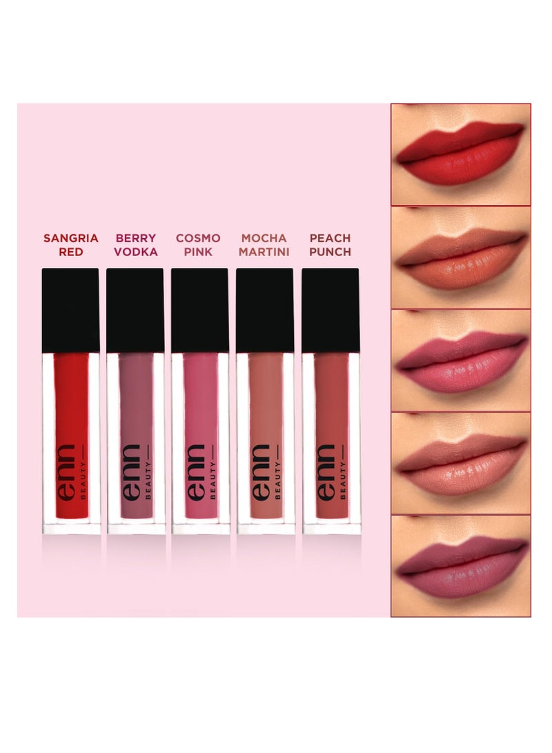 Enn Long Lasting Semi Matte Liquid Lipsticks with 12 Hour Coverage  Transferproof  Highly pigmented Goodness of Natural Ingredients with Intense Color Compact Pack of 5 - Image 2