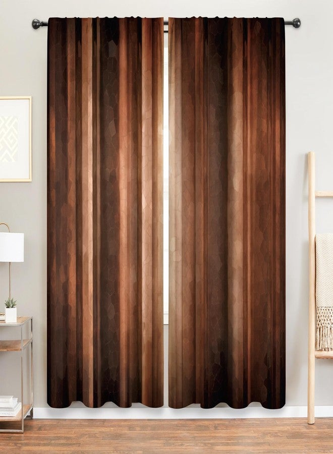 MESHELLY Brown Curtains 42W x 63H Inch Burnt Orange Curtains Rod Pocket Rustic Bedroom Decor for Men Rust Tan Farmhouse Striped Bronze Copper Peach Vintage Living Room Window Drapes Fabric 2 Panels - Image 5