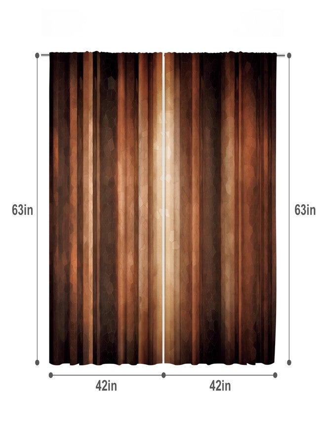 MESHELLY Brown Curtains 42W x 63H Inch Burnt Orange Curtains Rod Pocket Rustic Bedroom Decor for Men Rust Tan Farmhouse Striped Bronze Copper Peach Vintage Living Room Window Drapes Fabric 2 Panels - Image 3