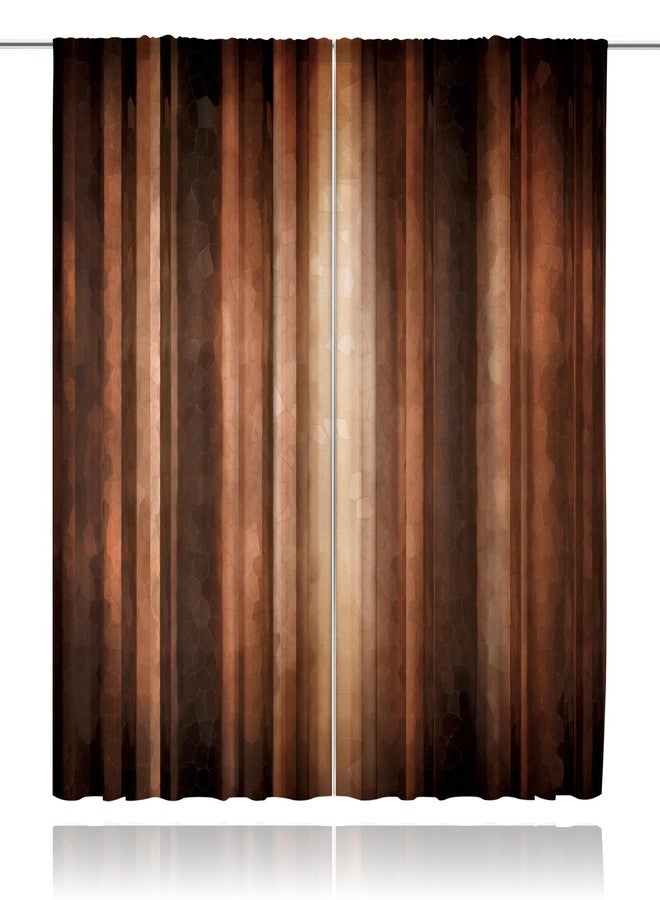 MESHELLY Brown Curtains 42W x 63H Inch Burnt Orange Curtains Rod Pocket Rustic Bedroom Decor for Men Rust Tan Farmhouse Striped Bronze Copper Peach Vintage Living Room Window Drapes Fabric 2 Panels - Image 2