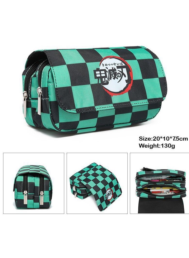 general 3D new style surrounding anime Demon Slayer double-layer pencil case for primary and secondary school students cartoon pencil case