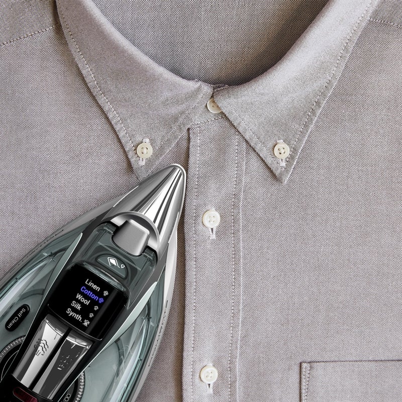 Rowenta Iron, Focus Excellence Stainless Steel Soleplate Steam Iron for Clothes, Retractable Cord, 400+ Microsteam Holes, Powerful steam, LED Display, 1750 W Ironing Clothes, Cordreel, Green DW5432 - Image 5