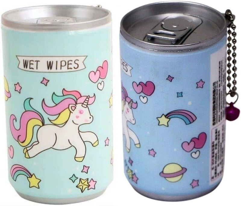 MFH 30Pieces in one can Mini Tissue in Cartoon Printed Tin Can for Cleaning Face Body for Kids Girls and boys Women Napkin Portable Tin Wet Wipes PACK OF 2 RANDOM DESIGNE - Image 2