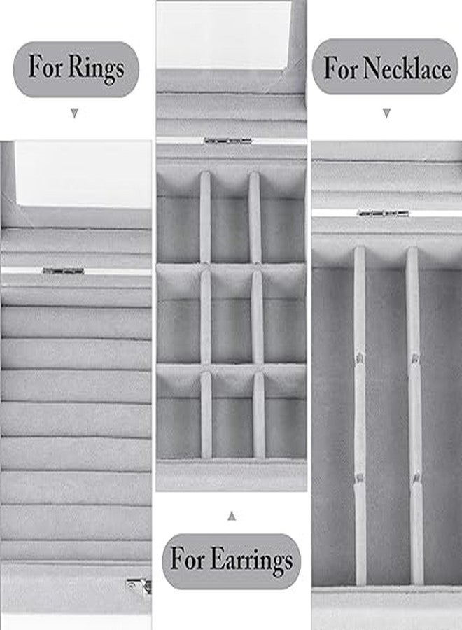 NVF Jewellery Box for Women | Velvet Clear Lid Jewelry Organizer | Ring Earring Bracelets Jewelry Storage Case | Rings Storage Clear Acrylic Jewellery Box Earring Holder - Image 5