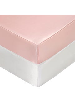 SiinvdaBZX SiinvdaBZX 2 Pcs Satin Mini Crib Sheets 38 x 24In, Silky Soft Mini Portable Crib Sheets Mattress Cover Portable Playard Sheets with 5In Deep Pocket, Great for Baby Hair (Pink & White)  - Image 2