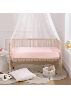 SiinvdaBZX SiinvdaBZX 2 Pcs Satin Mini Crib Sheets 38 x 24In, Silky Soft Mini Portable Crib Sheets Mattress Cover Portable Playard Sheets with 5In Deep Pocket, Great for Baby Hair (Pink & White)  - Image 4