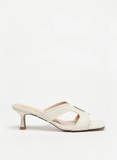 Flora Bella By Shoexpress Womens Textured Slip-On Sandals With Kitten Heels