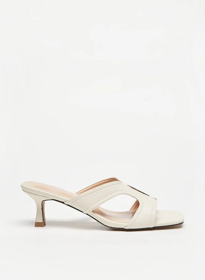 Flora Bella By Shoexpress Womens Textured Slip-On Sandals With Kitten Heels