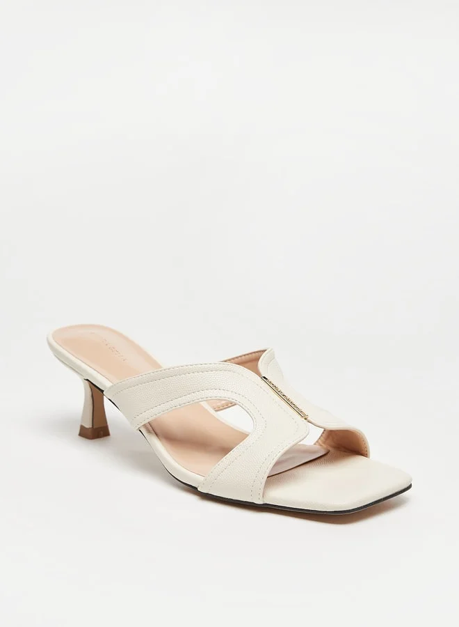 Flora Bella By Shoexpress Womens Textured Slip-On Sandals With Kitten Heels