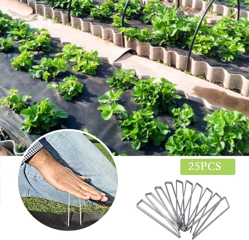 UPMCT 12 Inch Galvanized Garden Landscape Staples Stakes, 25 50 100 PCS Anti-Rust Garden Staples Tent Ground Stakes U-Shaped Landscape Pins for Secure Lawn Fabric, Decoration (25, 12 Inch) - Image 4