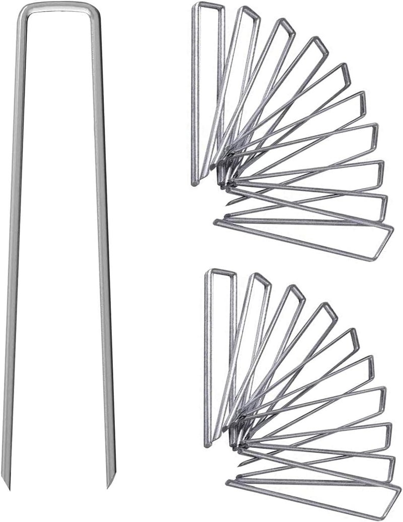 UPMCT 12 Inch Galvanized Garden Landscape Staples Stakes, 25 50 100 PCS Anti-Rust Garden Staples Tent Ground Stakes U-Shaped Landscape Pins for Secure Lawn Fabric, Decoration (25, 12 Inch) - Image 1