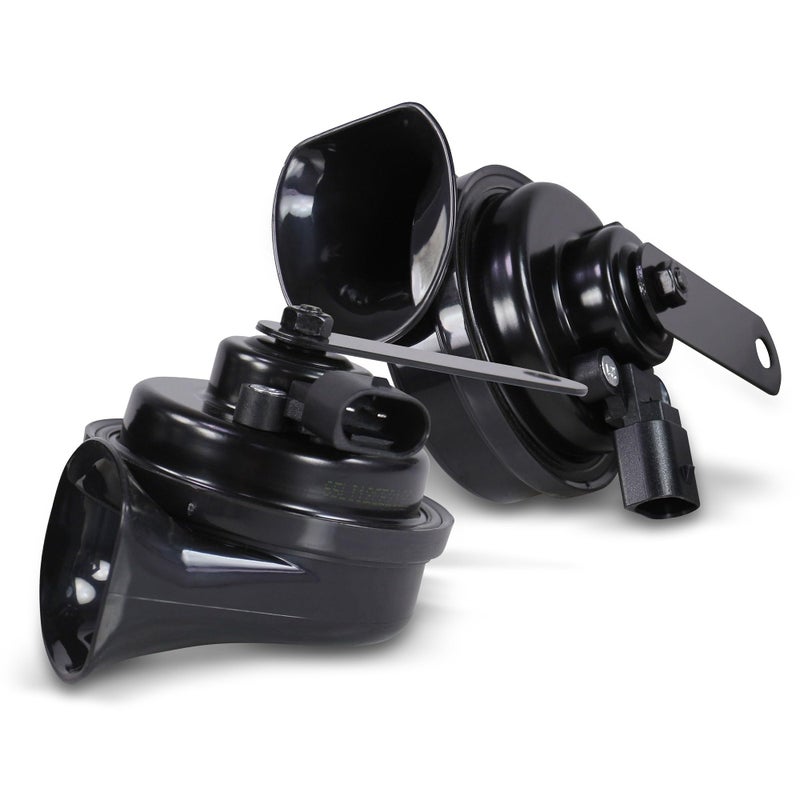 HELLA 3FH 012 010-041 Trumpet Horn - TE16S - 12V - 110dB(A) - Frequency Range: 400/500Hz - Electric - Housing Colour: Black - Plug: BMW - Set - Image 2