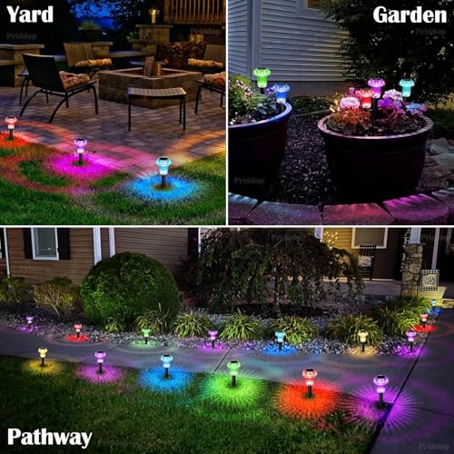 Priddop Solar Christmas Lights Outdoor Pathway Waterproof 12 Pack Color Changing LED Acrylic Mushroom Decorative Garden Lights for Yard Landscape Patio Outside Christmas Decorations Outdoor - Image 4