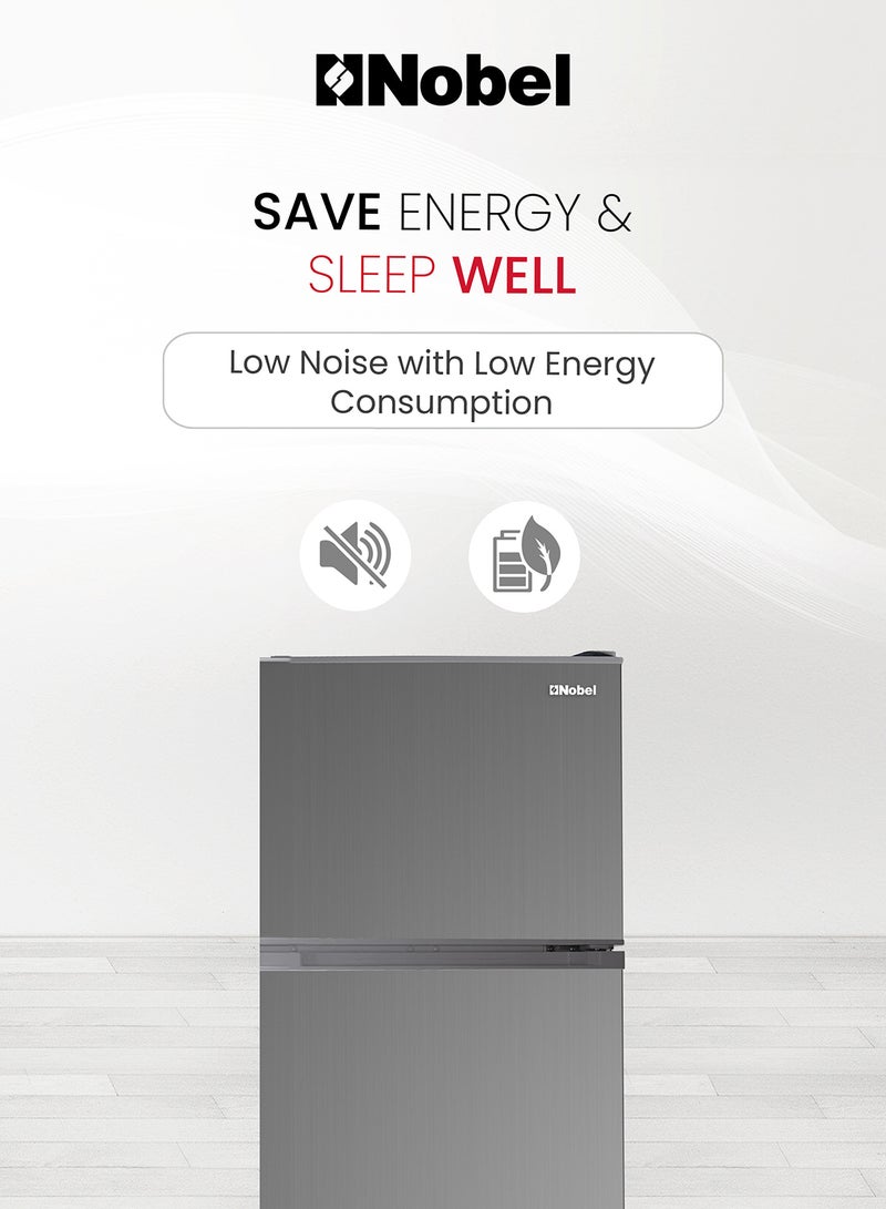Nobel 300 L Gross / 213 L Net, Double Door Refrigerator, Defrost, R600a Refrigerant, 3 Star Esma,  Temperature Control, Inside Light, Outside Condenser, Vegetable Crisper, Glass Shelfs, Egg Tray and Bottle racks 213 L NR300SI Inox Colour - Image 4