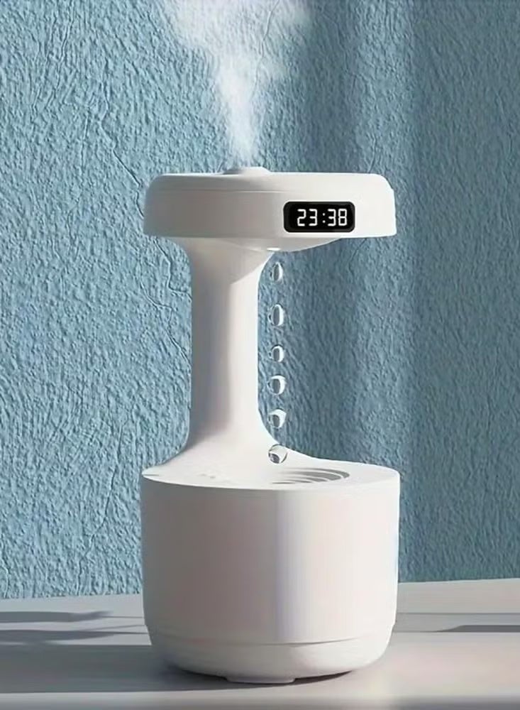 هامزون مرطب هواء قطرة ماء مضادة للجاذبية – سعة 600 مل، ضباب بارد وهادئ، ساعة LED، تأثير بصري لتدفق الماء العكسي، مرطب هواء بالموجات فوق الصوتية لغرف النوم  - Image 1