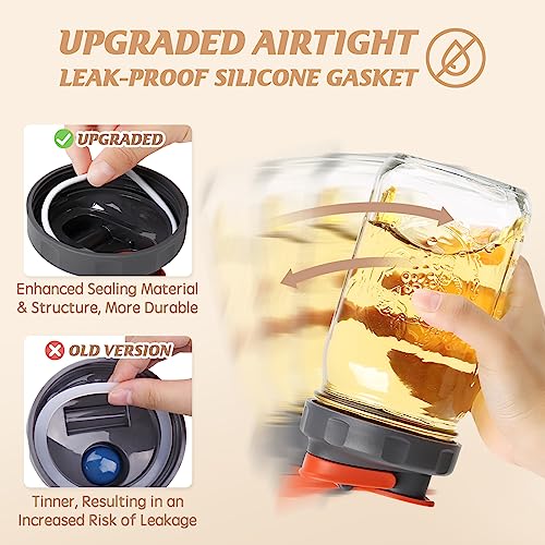 Soligt 4 Pack Mason Jar Lids, Wide Mouth Pour Spout Flip Cap Lids for Ball Brand Mason Jars, Leak Proof Airtight for Drinking Salad Dressing & Food Storing - Image 3