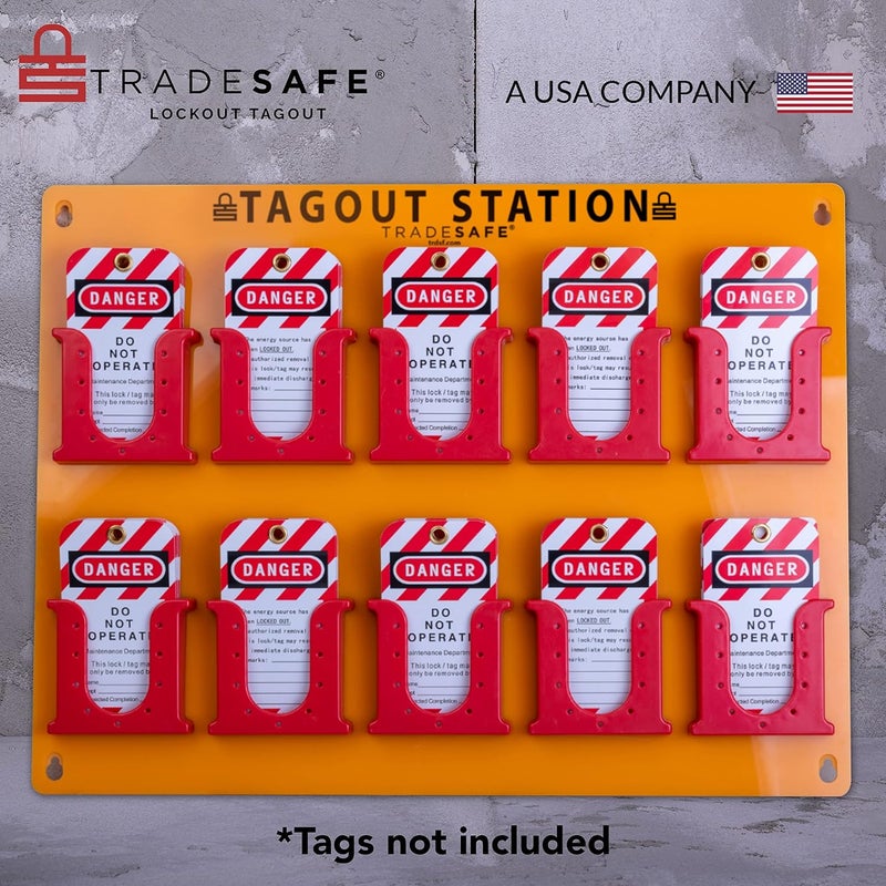 TRADESAFE Lockout Tagout Tags Station, Wall-Mountable Loto Tags Board, 10 Impact-Resistant Holders, Acrylic Lockout Tagout Board for Equipment Lock Out Tags - Image 5