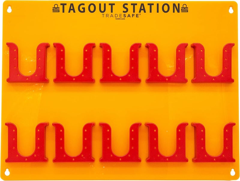 TRADESAFE Lockout Tagout Tags Station, Wall-Mountable Loto Tags Board, 10 Impact-Resistant Holders, Acrylic Lockout Tagout Board for Equipment Lock Out Tags - Image 1