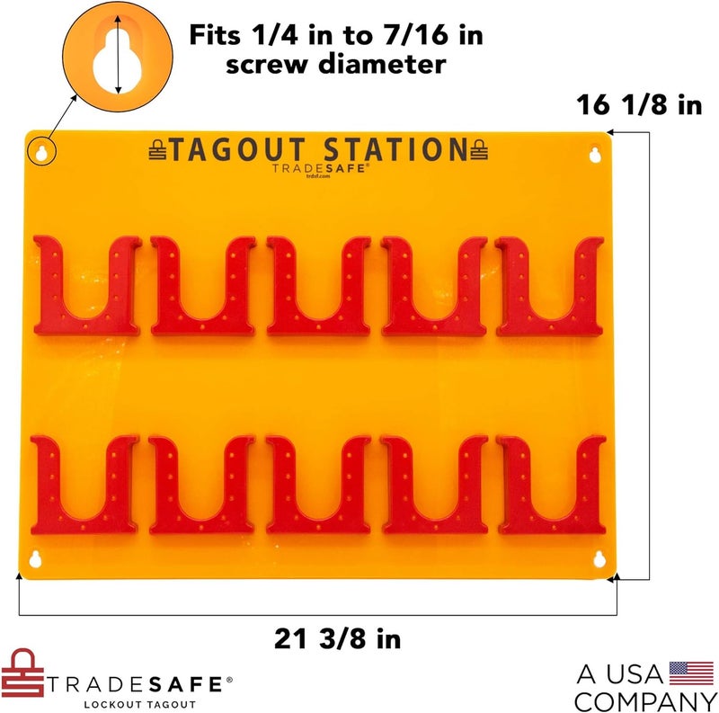 TRADESAFE Lockout Tagout Tags Station, Wall-Mountable Loto Tags Board, 10 Impact-Resistant Holders, Acrylic Lockout Tagout Board for Equipment Lock Out Tags - Image 2