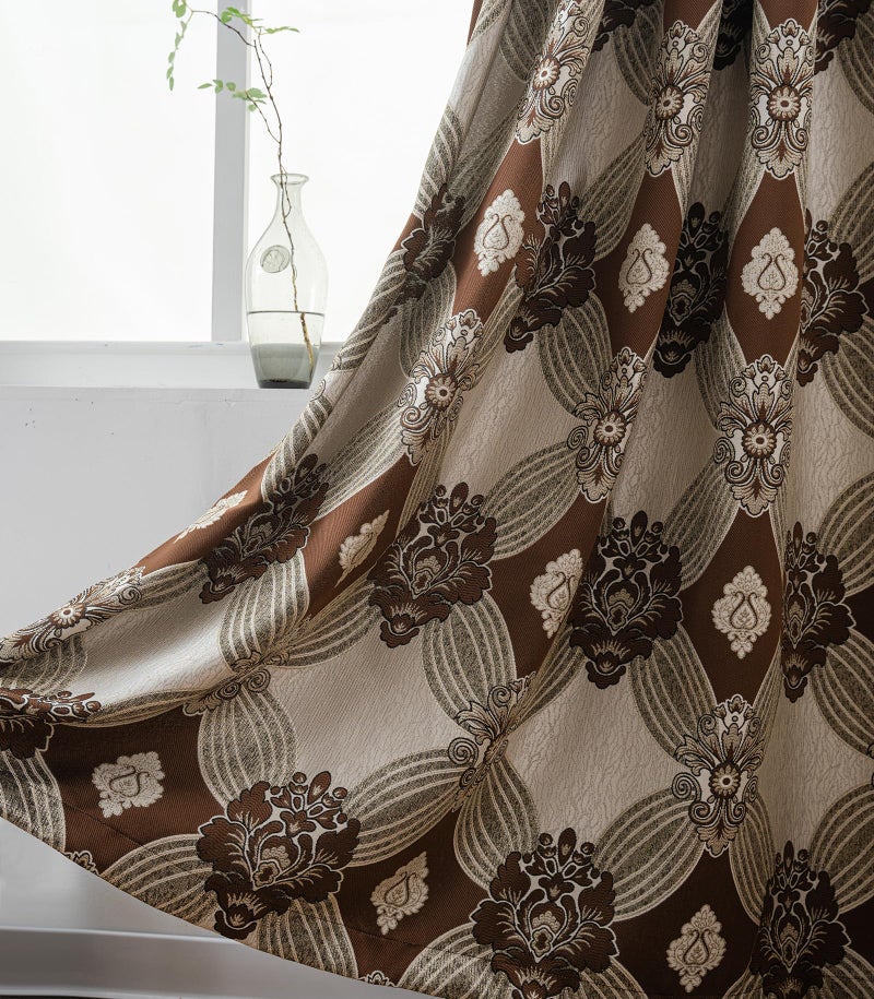 Petrichor Elegant Curtains with Gold Silver Threads 2 Panels Set - Luxury Window Treatment Attached Valance, Sheer Backing, and 2 Tie Backs for Bedroom and Living Room, 54x84 inches,Coffee - Image 4